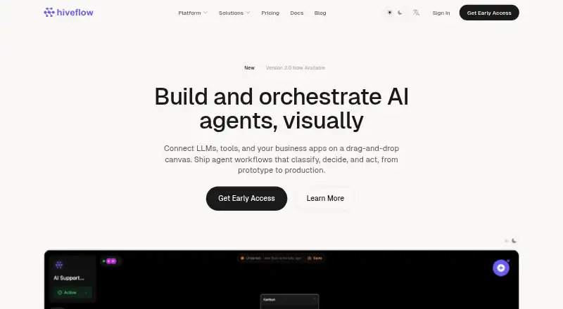 The Hiveflow homepage