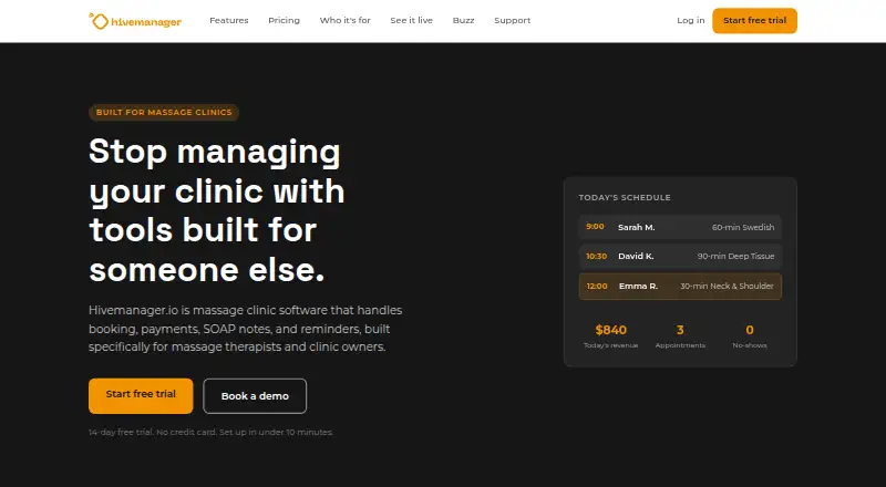 The Hivemanager.io homepage