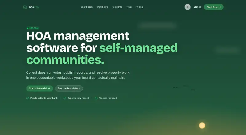 The HOA Flow homepage