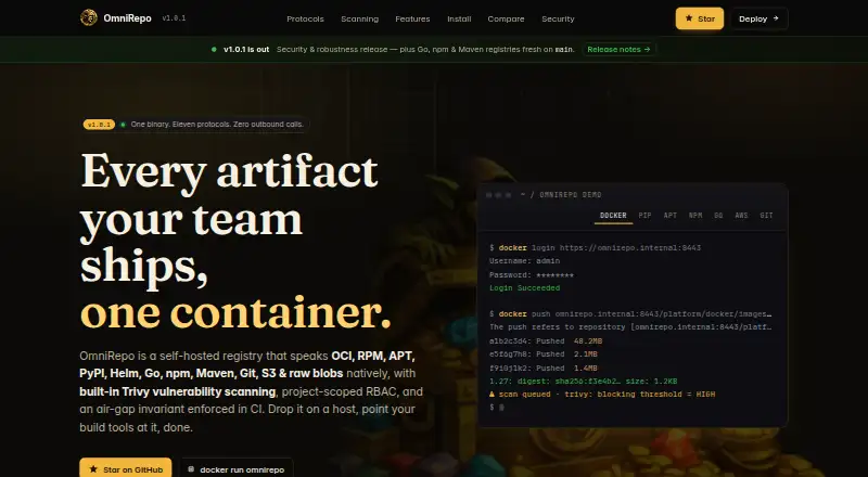 The OmniRepo homepage
