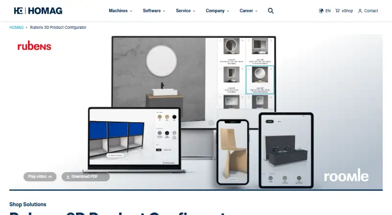 The Rubens 3D Product Configurator homepage