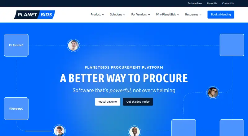 The PlanetBids homepage
