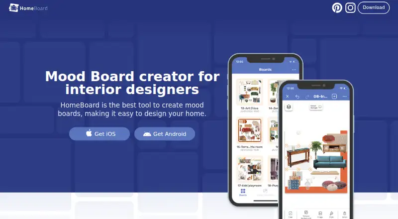 The HomeBoard homepage
