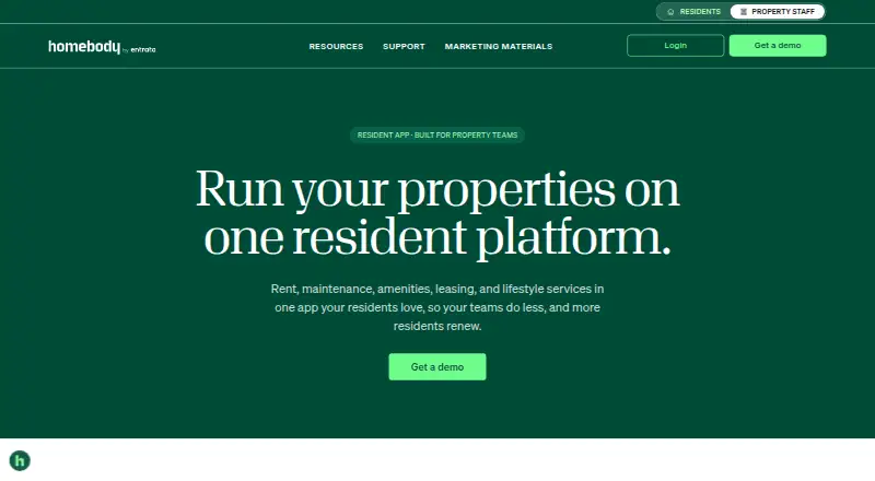 The Homebody homepage