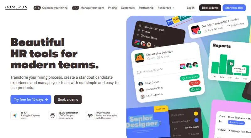 The Homerun homepage