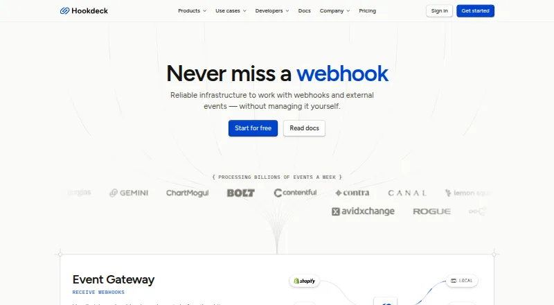 The Hookdeck homepage