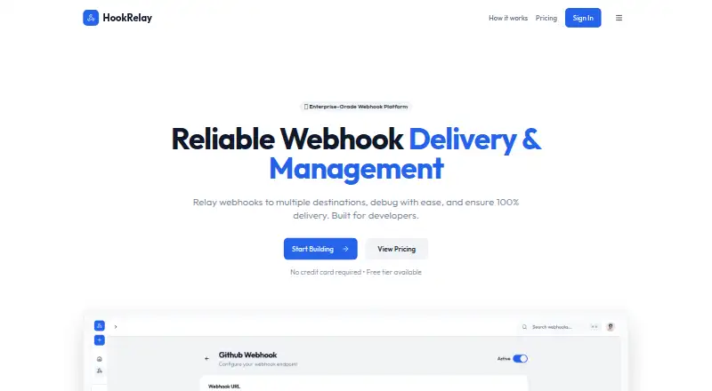 The HookRelay homepage