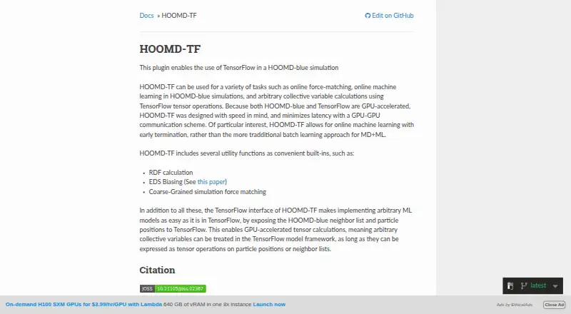 The hoomd-tf homepage