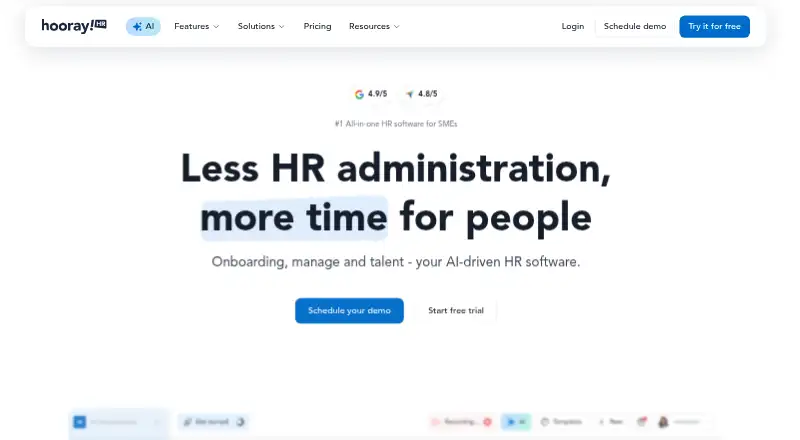 The HoorayHR homepage