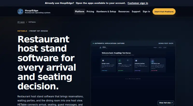 The HETable homepage