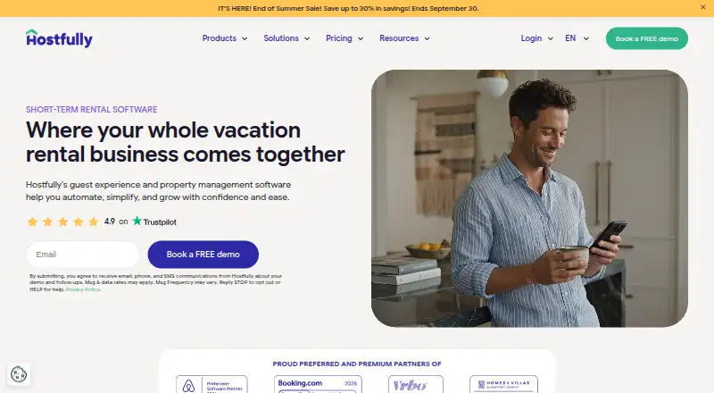 The Hostfully homepage