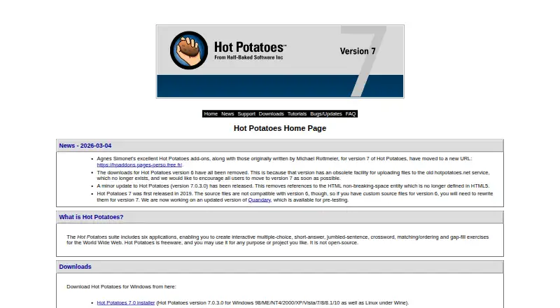 The Hot Potatoes homepage