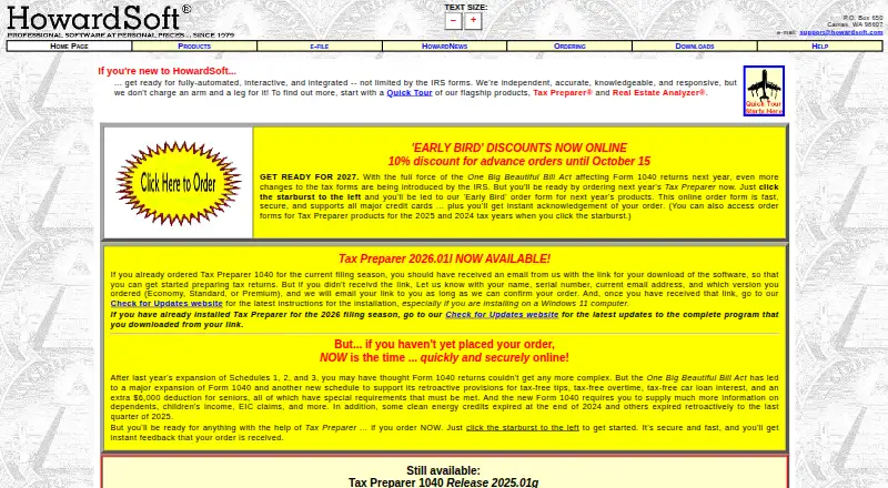 The HowardSoft Tax Preparer homepage