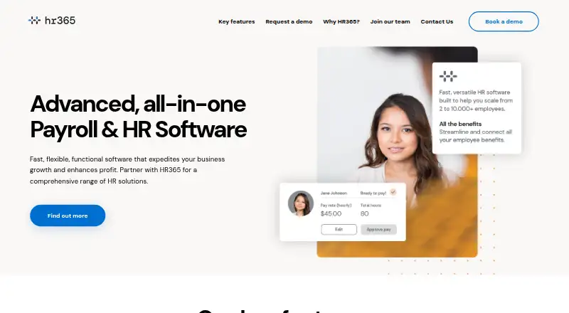 The HR365 homepage