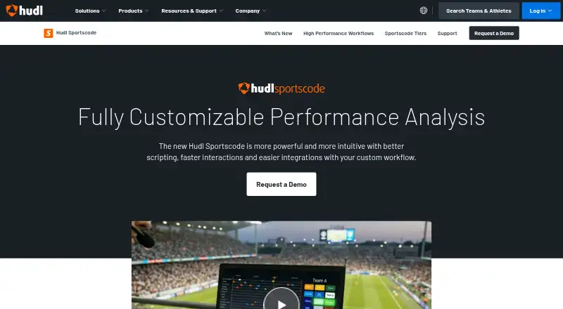 The Hudl Sportscode homepage