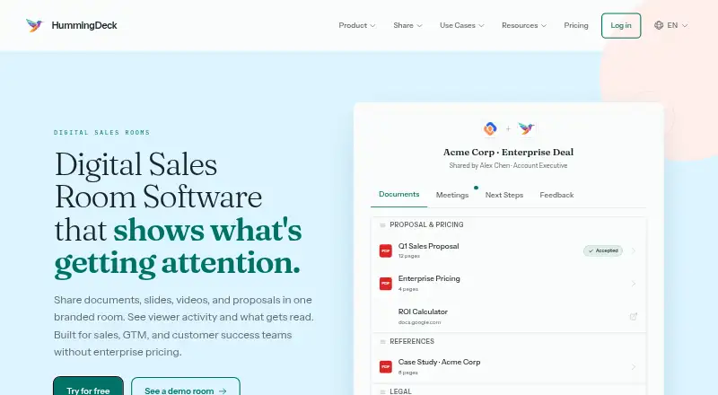 The HummingDeck homepage