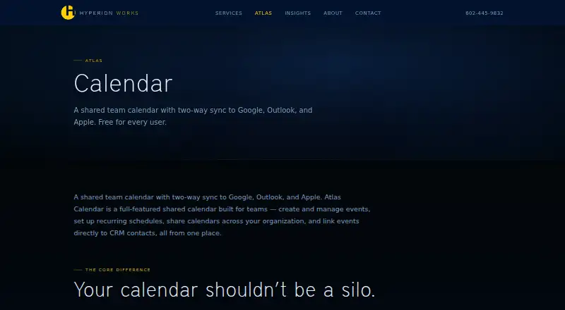 The Atlas Calendar homepage