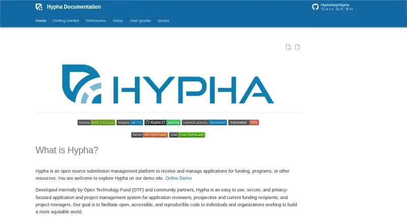 The Hypha homepage