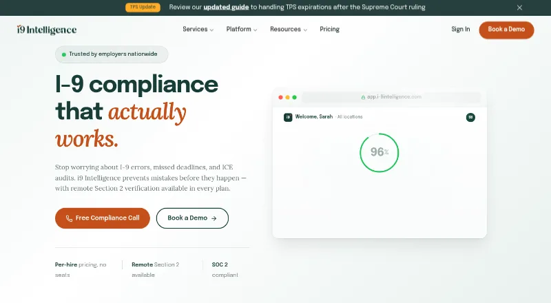 The i9 Intelligence homepage