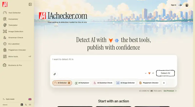 The IA Checker homepage