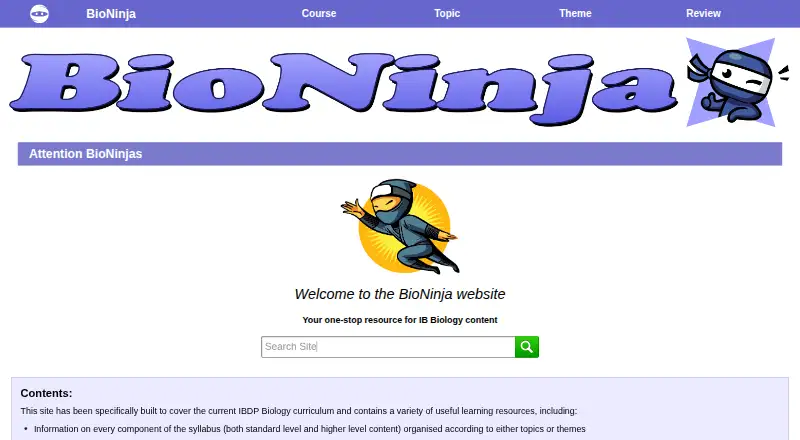 The BioNinja homepage
