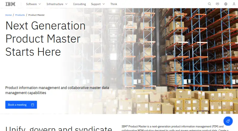 The IBM Product Master homepage