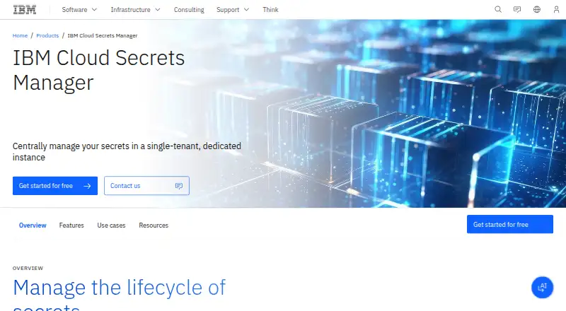 The IBM Cloud Secrets Manager homepage