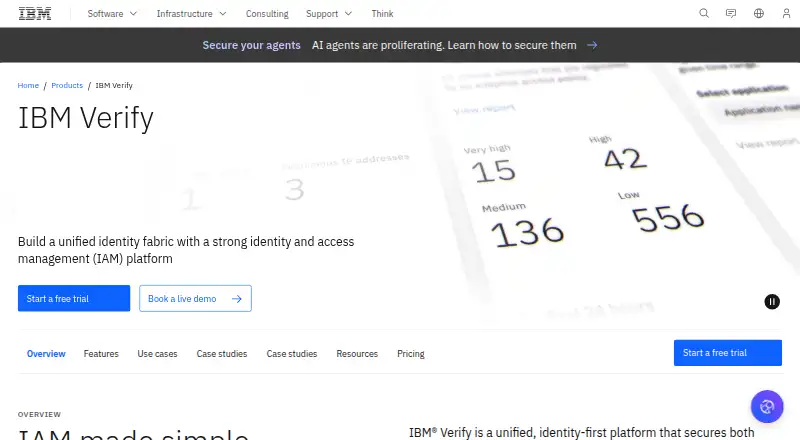The IBM Verify homepage