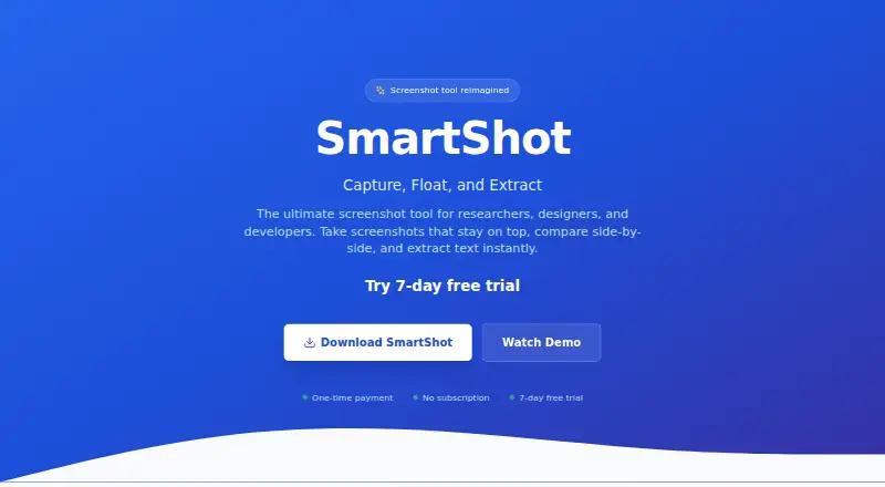 The SmartShot homepage