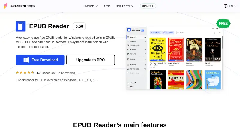 The Icecream Ebook Reader homepage