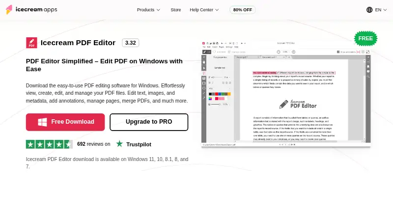 The Icecream PDF Editor homepage