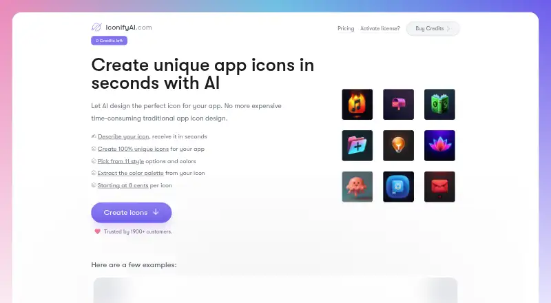 The IconifyAI homepage