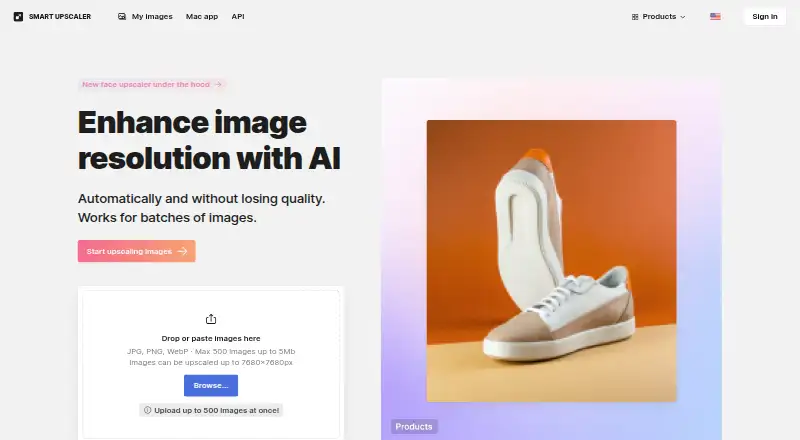 The Icons8 Smart Upscaler homepage