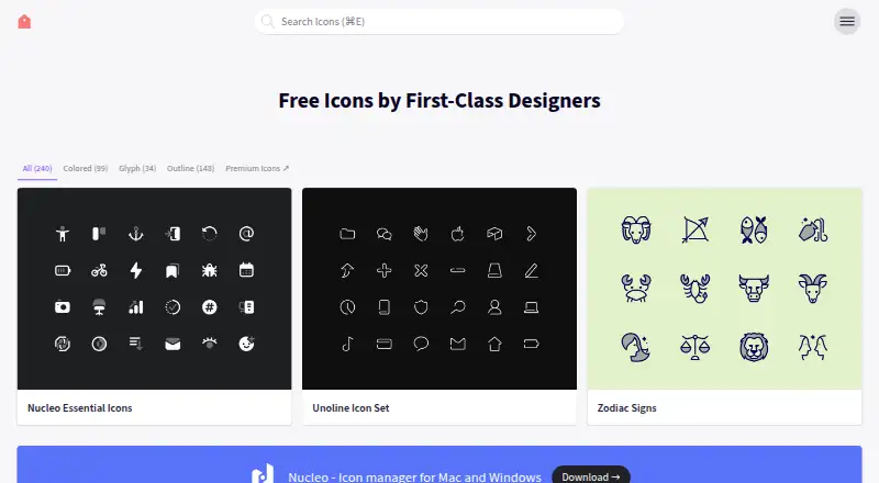 The IconStore homepage