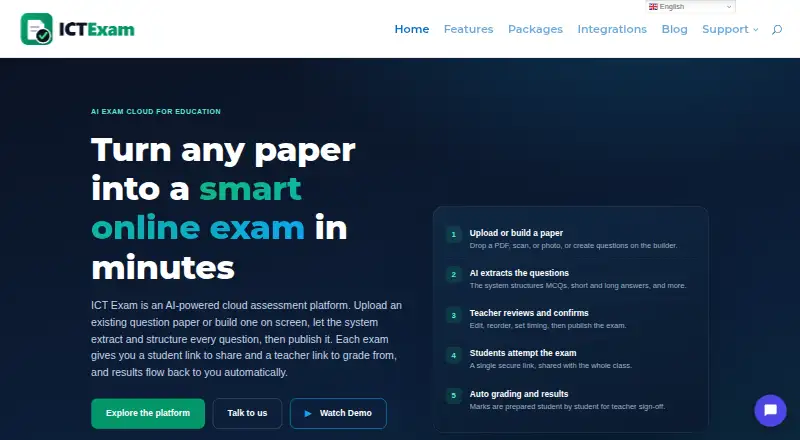 The ICT Exam homepage
