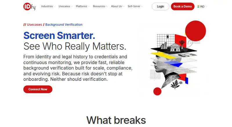 The IDfy Background Verification homepage