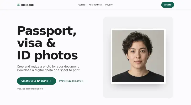 The idpic.app homepage