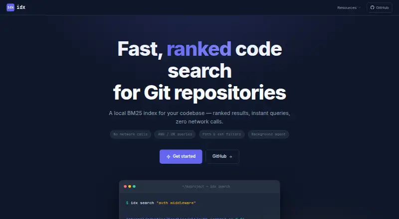 The idx homepage