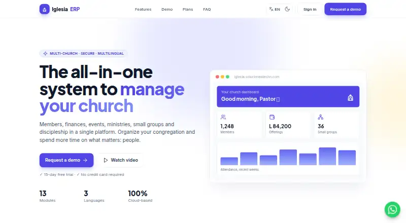 The IglesiaERP homepage