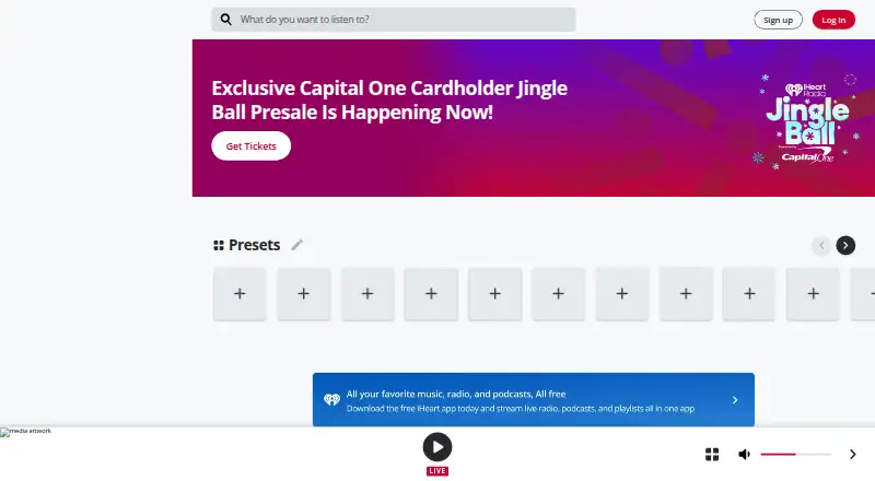 The iHeart homepage