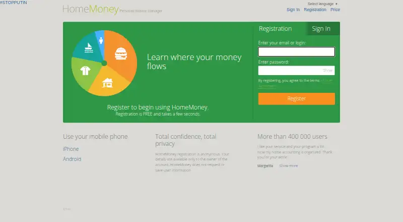 The HomeMoney homepage