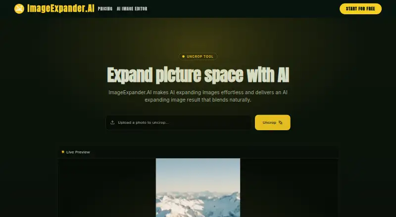 The ImageExpander.AI homepage