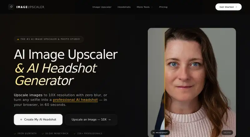 The ImageUpscaler.io homepage