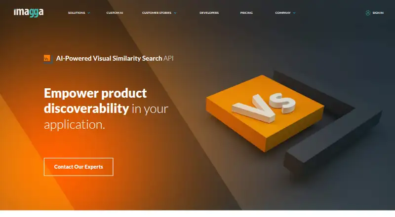 The Imagga Visual Search homepage