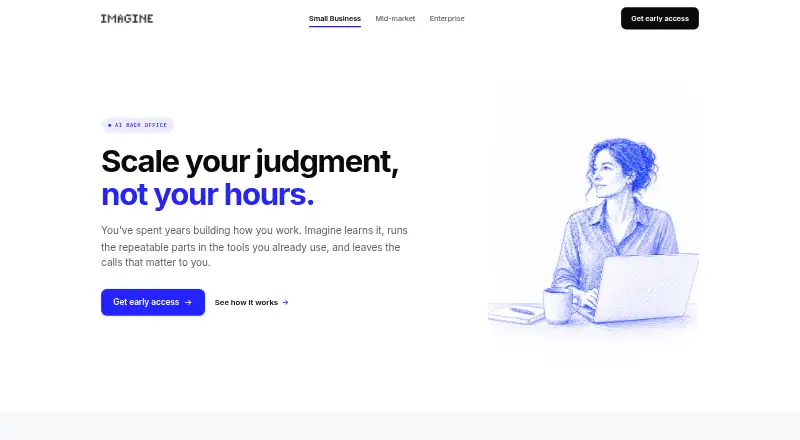 The Imagine homepage
