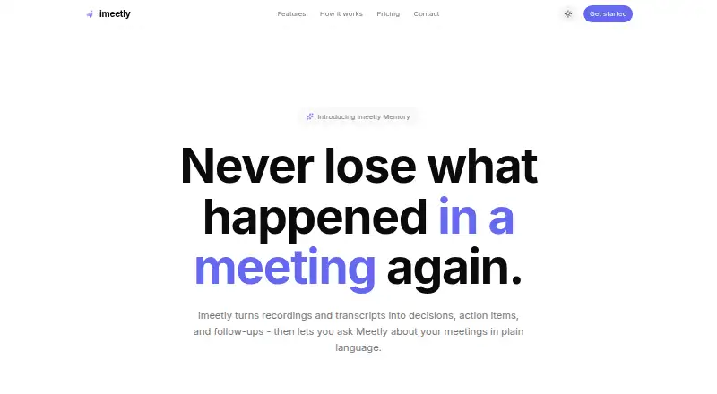 The imeetly homepage