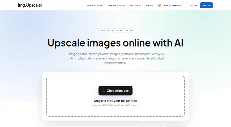 The ImgUpscaler homepage