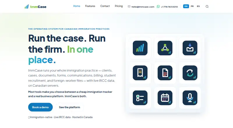 The ImmCase homepage