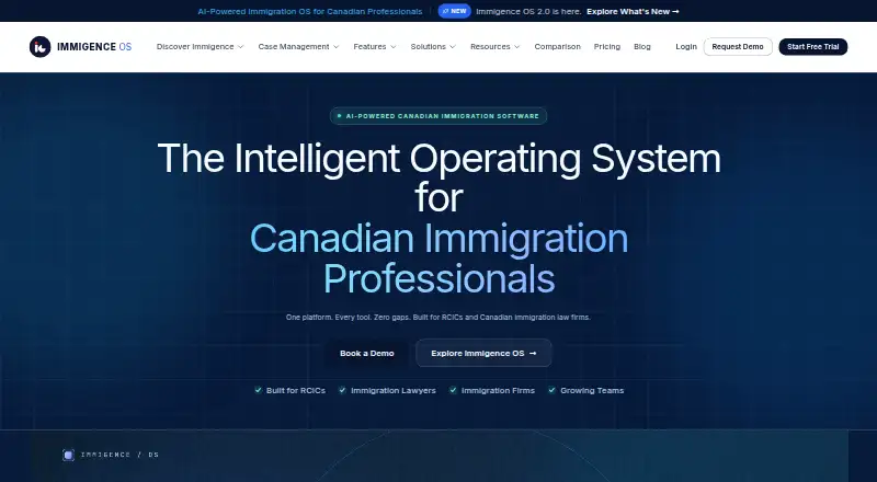 The Immigence OS homepage