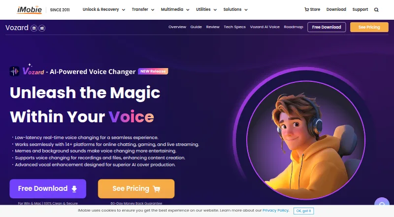 The Vozard homepage